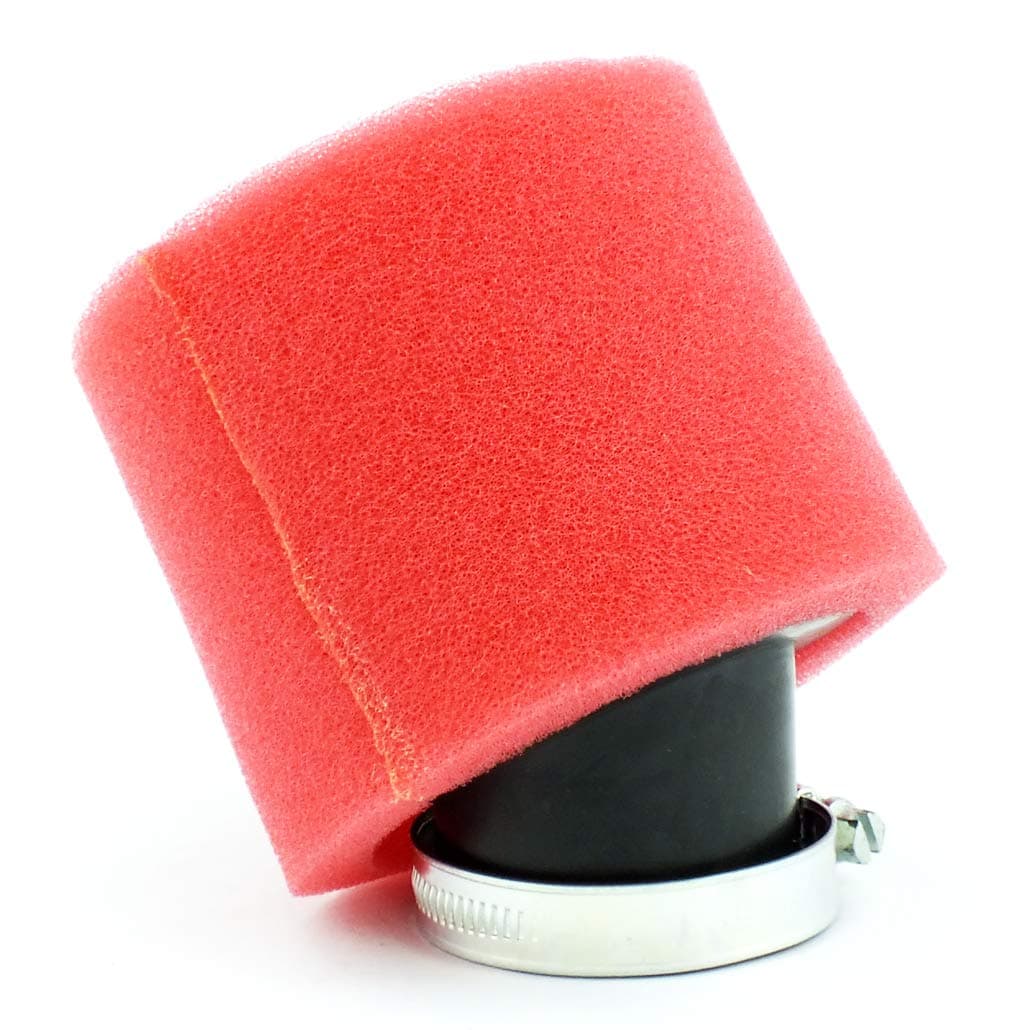 Universal 35mm Red Angled Double Foam Pod Performance Filter 50cc 70cc 90cc 110cc 125cc ATV Quad Scooter Go Kart Moped Pit Dirt Racing Super Pocket Mini Bike Yamaha