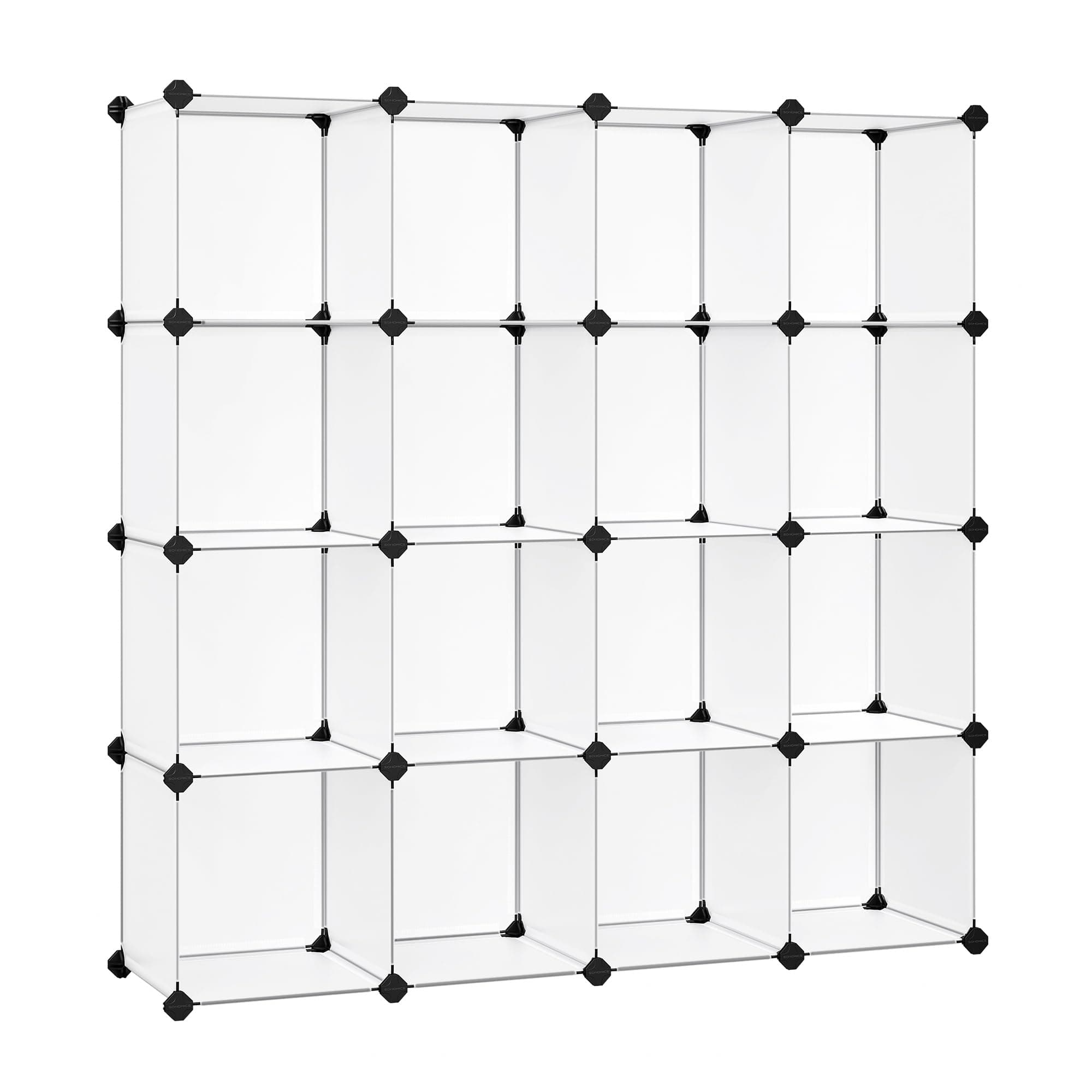 Cube Storage Organizer, Set of 16 Plastic Cubes, Book Shelf, Closet Organizers and Storage, Room Organization, Bedroom Living Room, 12.2 x 48.4 x 48.4 Inches, White ULPC44L