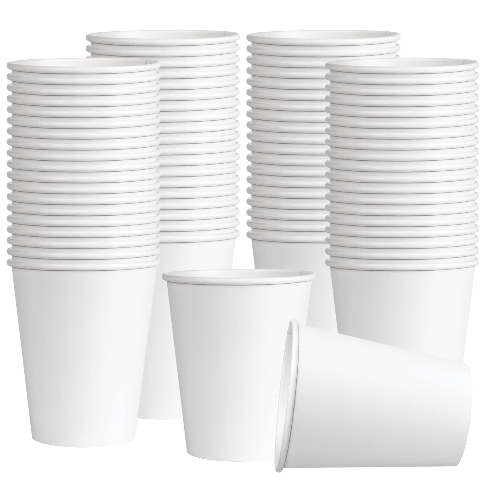 ZuvoPaper Cups 8oz - (100 Pack) - Single Wall White Disposable Coffee Cups for Hot & Cold Drinks - 240 ml Paper Cups