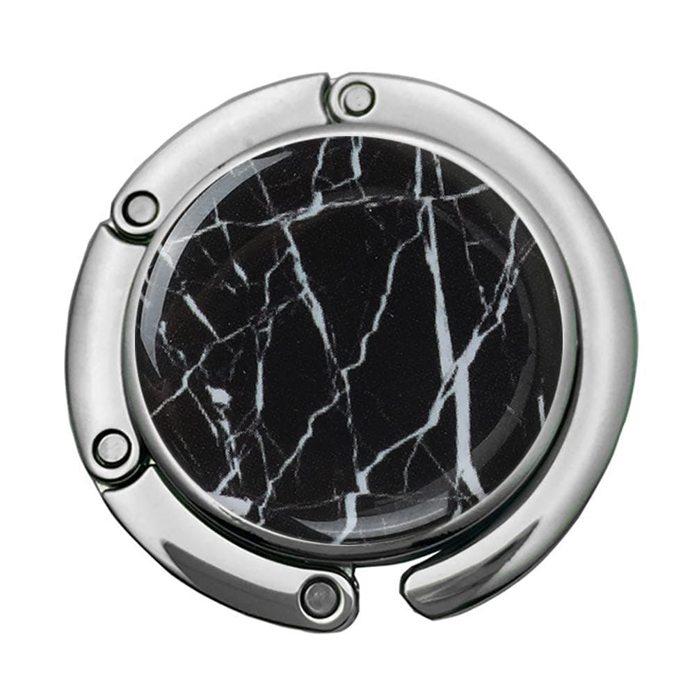 Foldable Purse Hook Womens Bag Table Hanger Collection Desk Hooks for Purse (1pack Black Marble Hook)