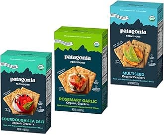 Patagonia Provisions Cracker Variety Pack – 3g Plant Protein Per Serving – Made with Wheat Flour & Sea Salt – Non-GMO, No Added Sugar - Crispy & Crunchy (3 Pack)