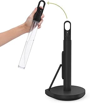 Standing Paper Towel Holder with Spray Pump, Black Stainless Steel