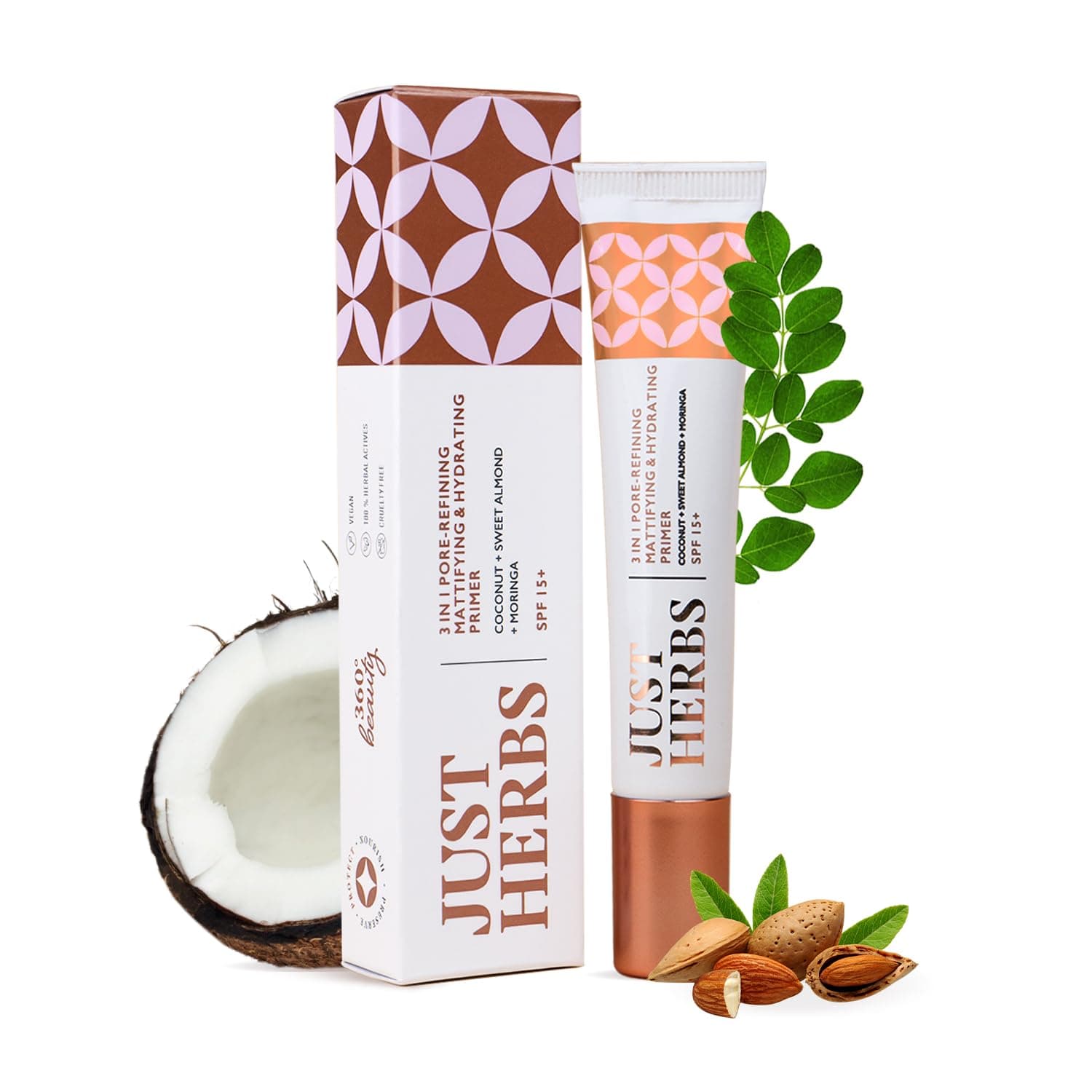 Just Herbs 3 in 1 Pore-Refining,Minimizer Mattifying & Hydrating Primer for Face Makeup Normal Oily ,Dry and Combination Skin types 20g