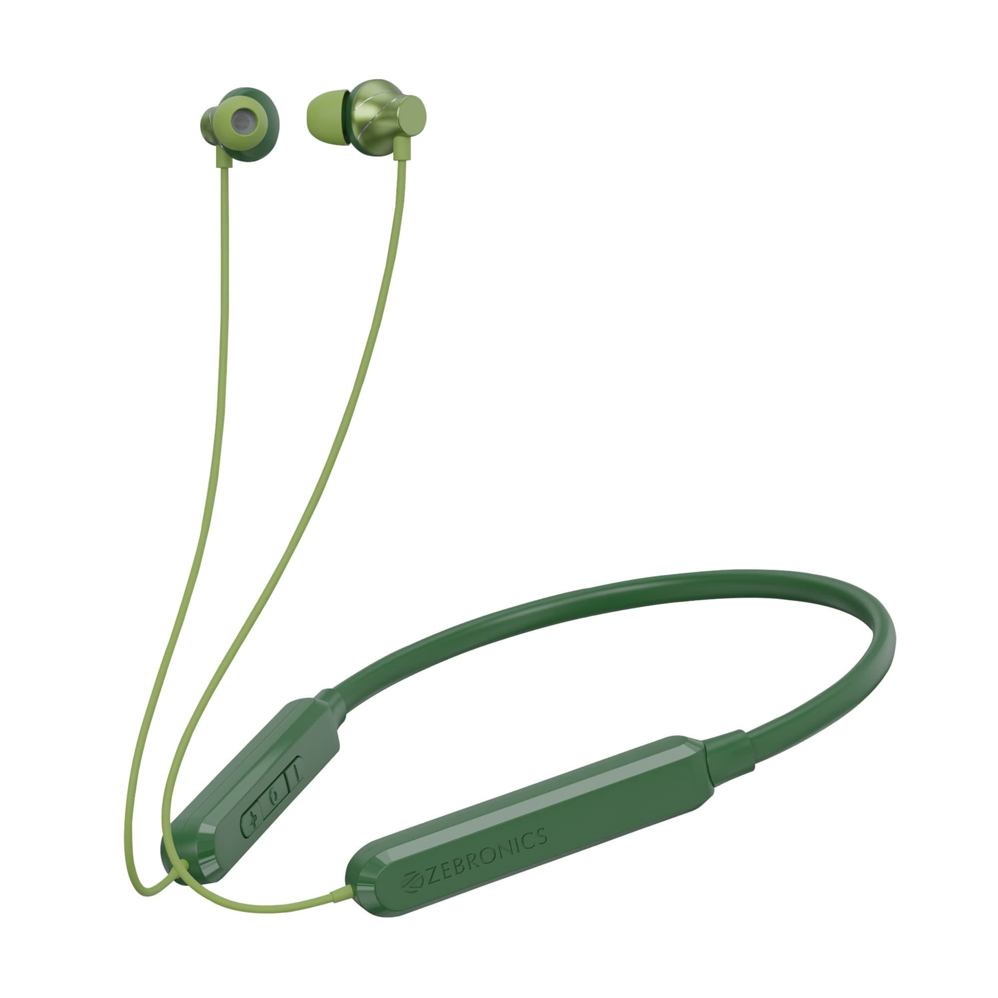 ZEBRONICS Jumbo LITE with 70 Hours Backup, Bluetooth v5.2 Wireless Neckband, Fast Charging, ENC Calling, Gaming Mode (Upto 50ms), Voice Assistant, Dual Pairing, Splash Proof, and Type C (Green)