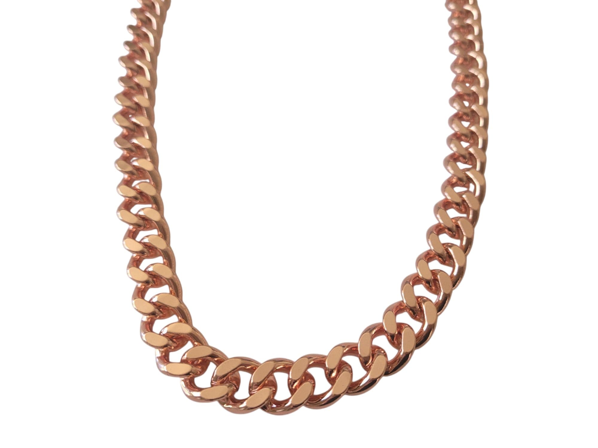 Pure Copper Cuban Link Necklace Heavy Solid Statement Jewelry Chain 24" Unisex