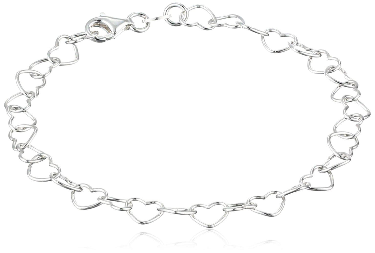 Sterling Silver 5.3mm Heart-Link Bracelet