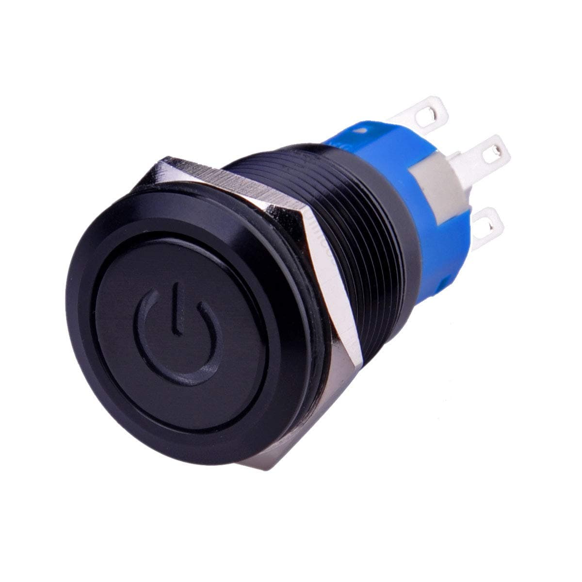 Latching Push Button Switch U19C1 1NO1NC SPDT ON/Off Black Metal Shell with Green LED Suitable for 19mm 3/4" Mounting Hole (Green)