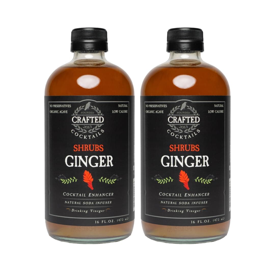 Crafted Cocktails - Ginger Shrubs - 2 Pack - Use as cocktail enhancer, soda flavoring, or culinary ingredient