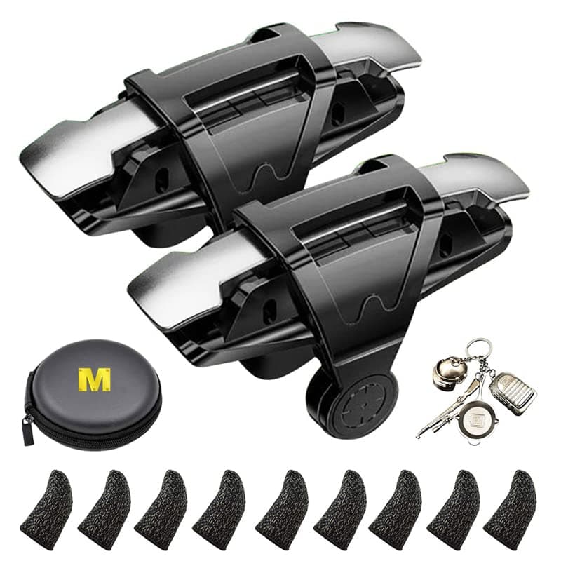 13 in 1 Cell Phone Game Controller for PUBG/Fortnite/Call of Duty Mobile, Mobile Phone L1R1 Triggers for iPhone and Android Phone w/ 9 pcs Mobile Game Finger Sleeve Gloves