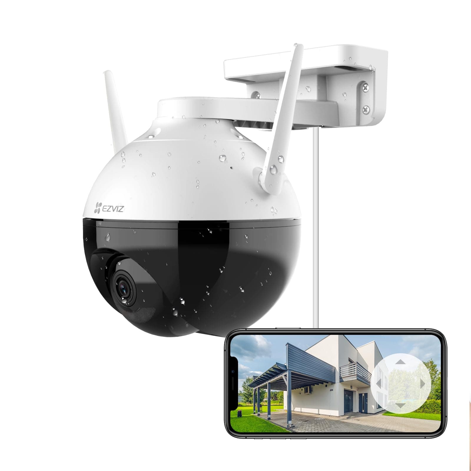 C8C Security Camera, Outdoor PT Surveillance Camera 1080p WiFi Camera with 360° Visual Coverage, Color Night Vision, IP65 Waterproof, Motion Detection, Audio Pick Up, Support 256GB SD Card