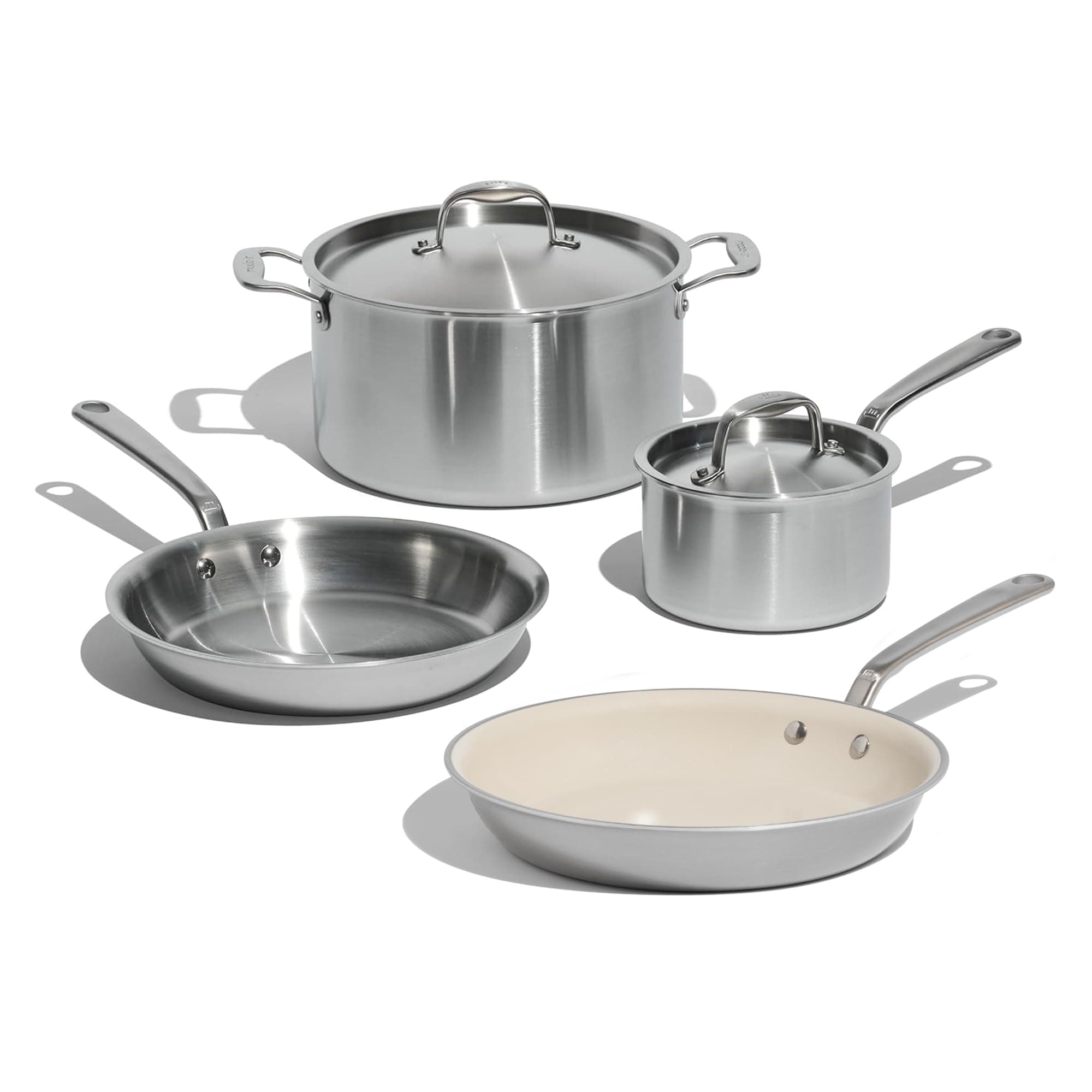 Made In Cookware - 6 Pc Stainless Steel Cookware Set - 5 ply Clad - Includes Frying Pans, Saucepan, and Stock Pot - Professional Grade - Made in Italy - Induction Compatible