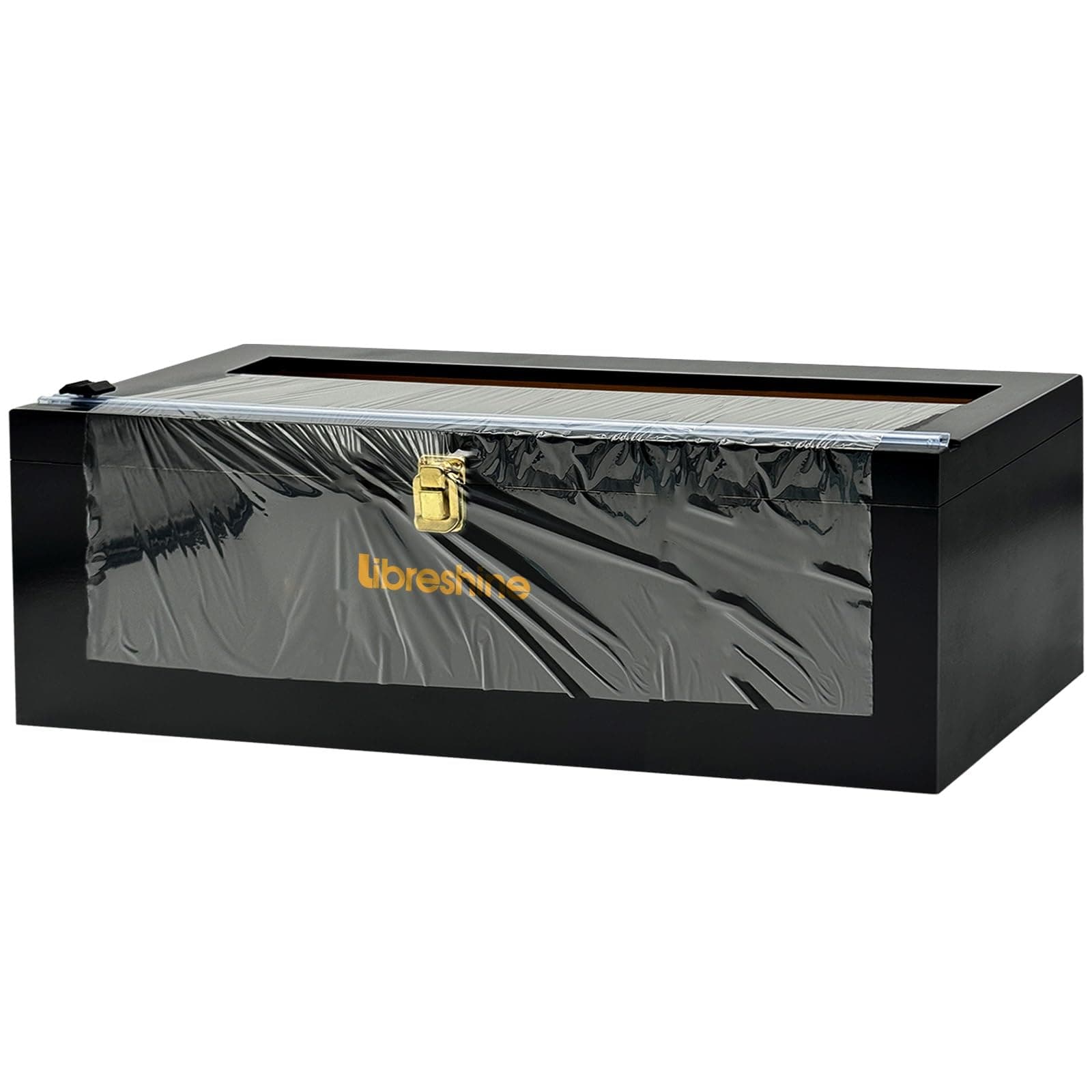 Black 18 Inch Plastic Wrap Dispenser with Slide Cutter & Roller, Heavy Duty Bamboo Commercial Film Wrap Holder for 3000ft Food Service Cling Film, 1000ft Foil, Butcher/Freezer/Kraft Paper