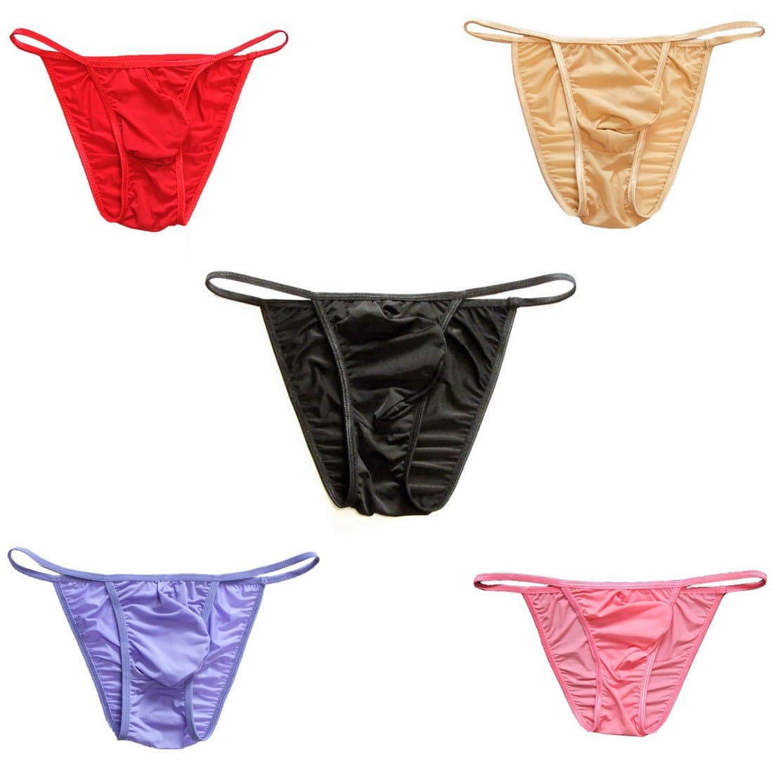Men Comfortable Silky Bugle Pouch Tanga Briefs Strings Bikini Underwear