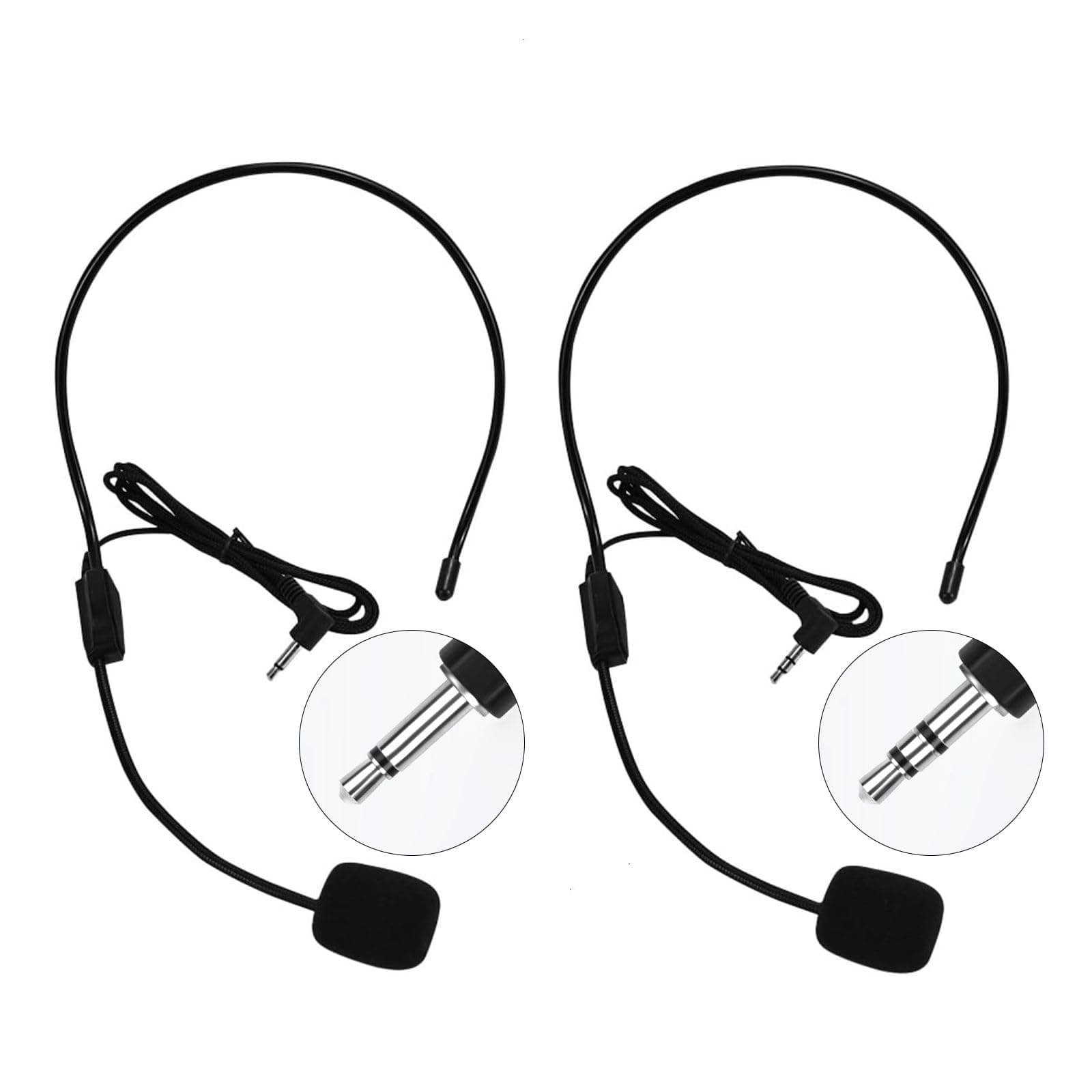 Set of 2 Headset Microphone, Flexible Wired Boom for Voice Amplifier,Teachers, Speakers, Coaches, Presentations, Seniors and More