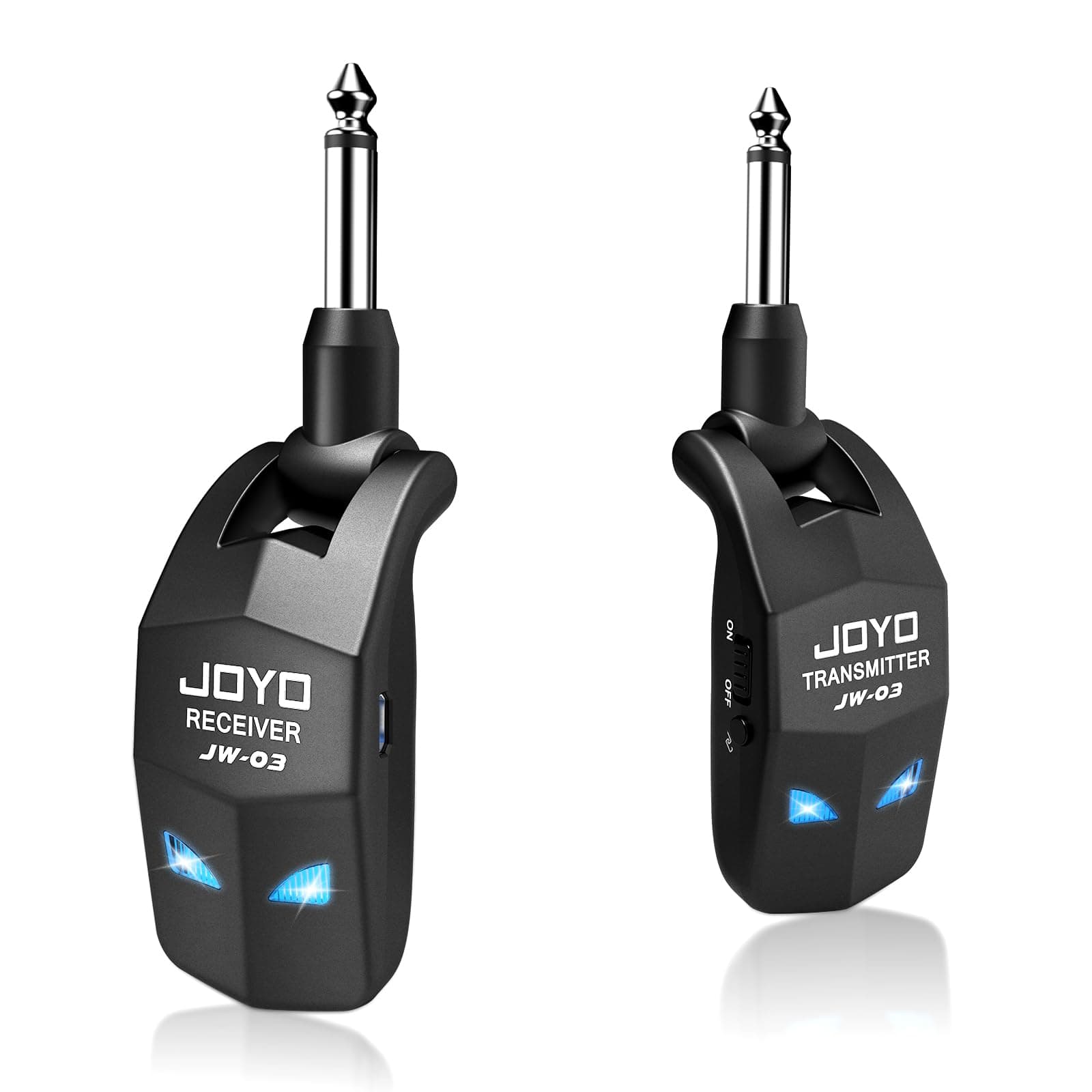 JOYO 2.4GHz Wireless Guitar System 4 Channels Rechargeable Audio Wireless Transmitter Receiver for Guitar Bass Electric Instruments (JW-03)