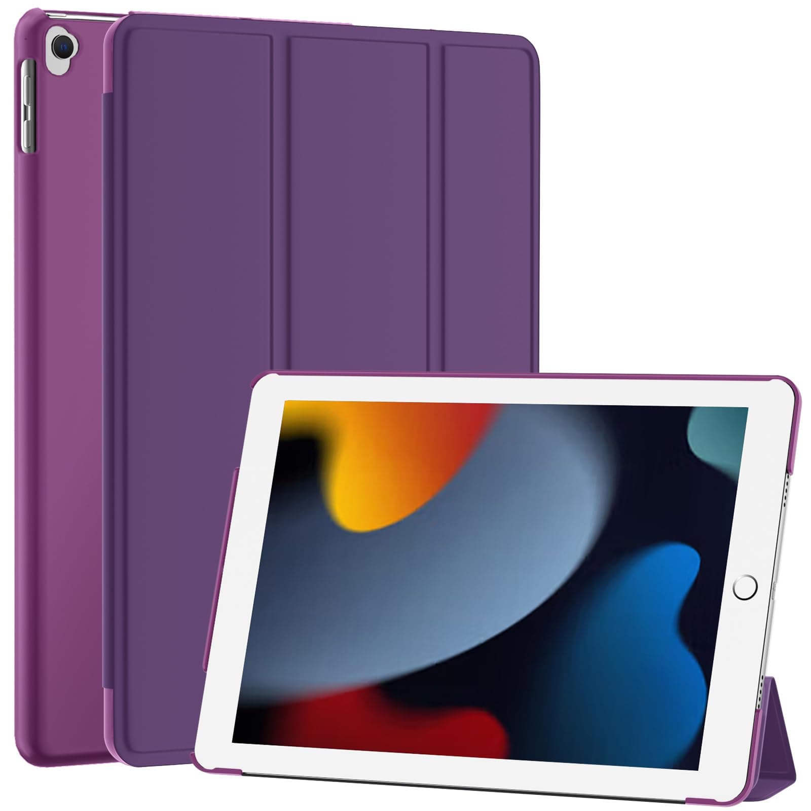 supfineCase for 10.2-inch iPad 9th Generation 2021 / iPad 8th Generation 2020 / iPad 7th Generation 2019, Slim Stand Hard PC Translucent Back Shell Cover (Support Auto Sleep/Wake)-Dark Purple