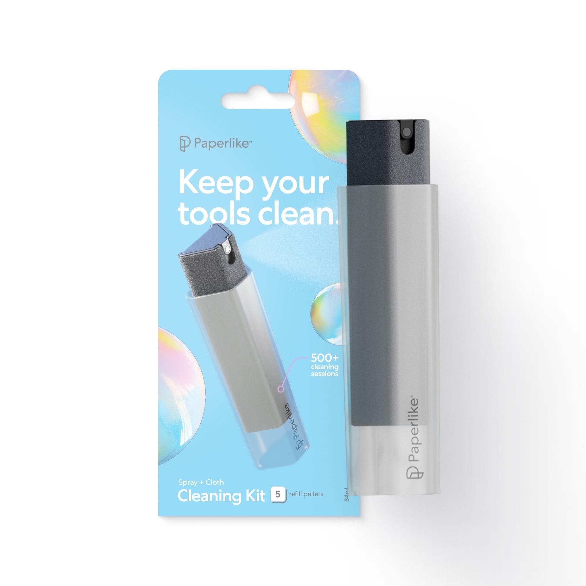 Paperlike® All-in-One Cleaning Kit - Refillable Microfiber Spray Bottle & Cleaning Solution + 5 Refill Tablets - Safe for iPad & Electronic Displays