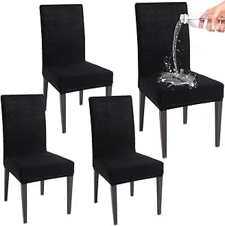 HOKIPO Dining Chair Cover Water-Resistant, Pack of 4, Black (AR-4916-BLK*4)