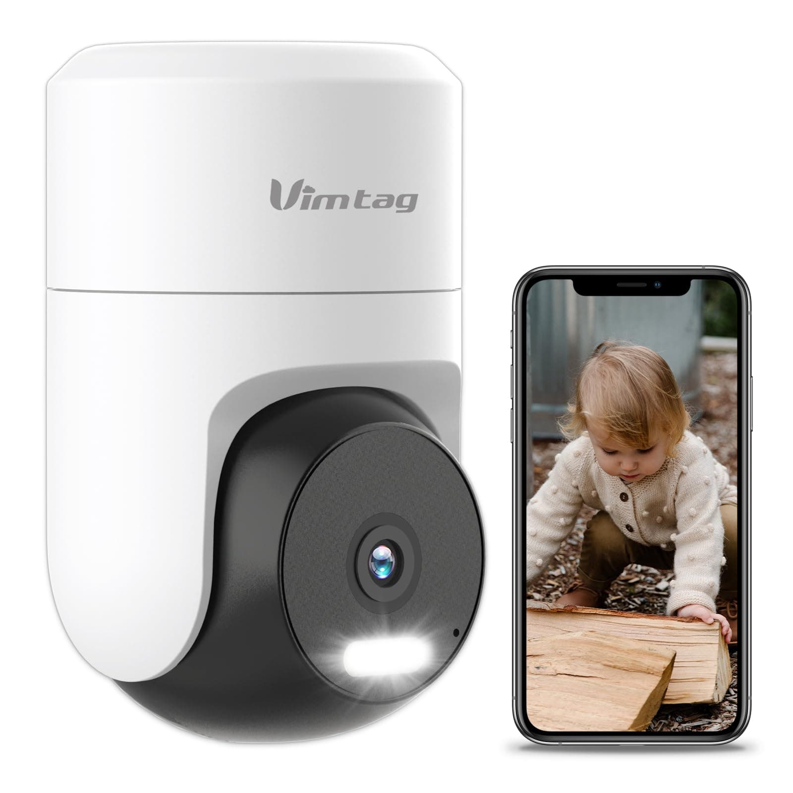 Vimtag Security Camera, Outdoor 2.5K/4MP Security Camera with Motion Detection for Spotlight/Night Vision/WiFi/Pan/Tilt/Speaker/2-Way Audio/Phone App/IP/People/Sound/Home Security