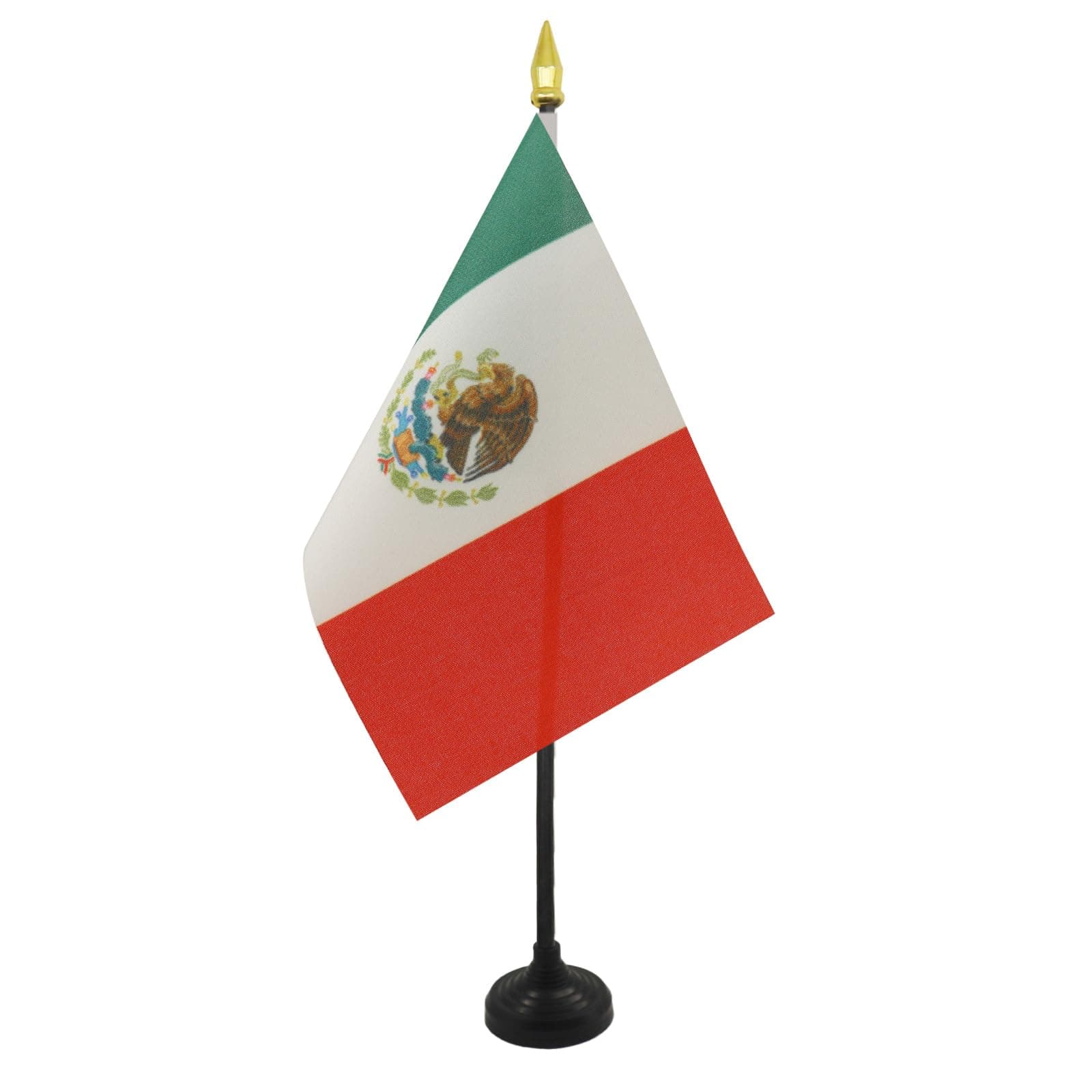 AZ FLAG - Mexico Table Flag 4'' x 6'' - Mexican Mini Desk Flag 100% Polyester 15 x 10 cm - Office Banner with 10'' Pole - Golden Spear