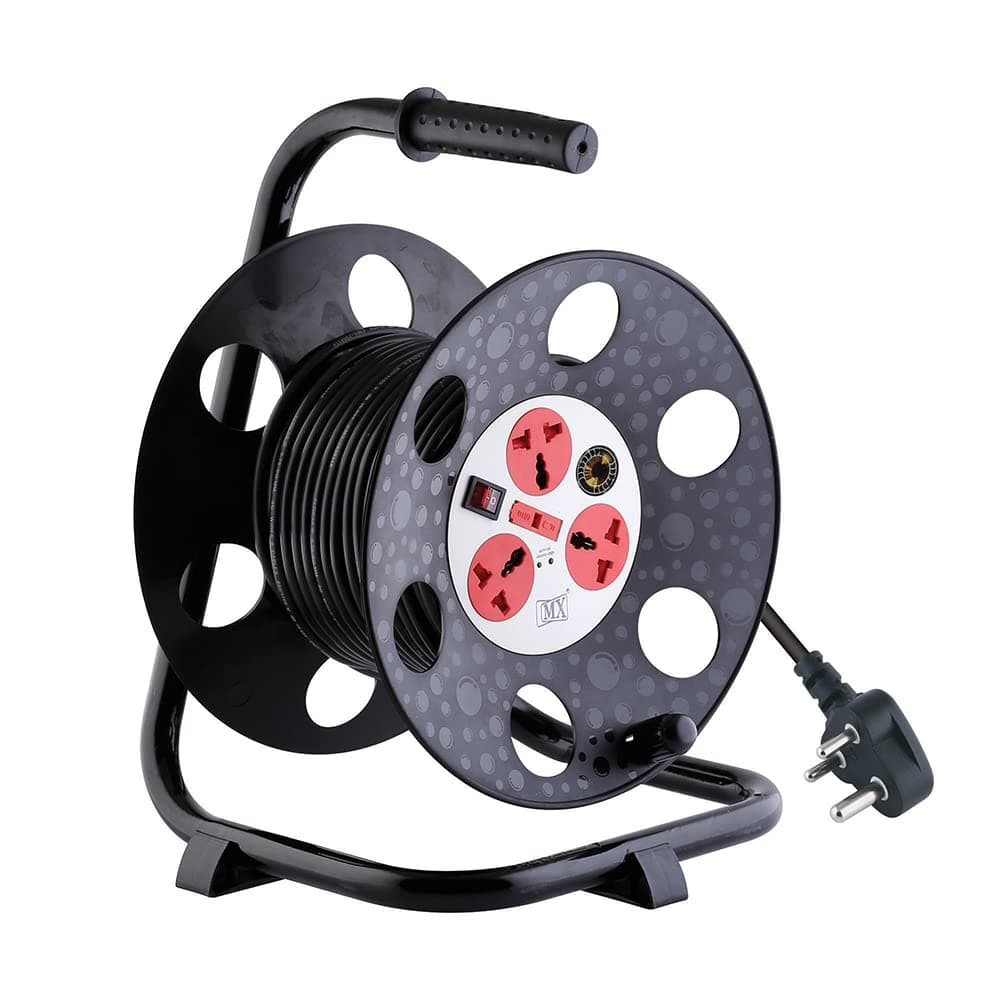 MX extension cable reel drum for ev charger Retractable extension reel 30 meter industerial extension board drum 3 pin 3 socket universal socket extension box 5 Amp With Spike Protector+Master Switch