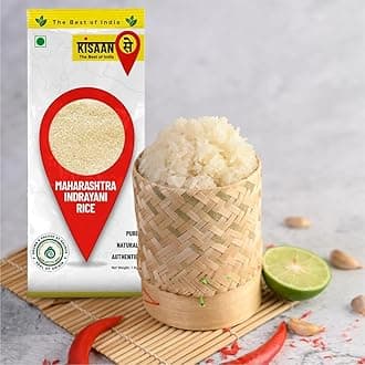 KisaanSay Maharashtra Indrayani Rice -5kg | Sticky Rice | Low Glycemic Index | High Protein Perfect for Asian Dishes | Naturally Aromatic | Hand Pounded Native Variety | Unique Taste (5kg)