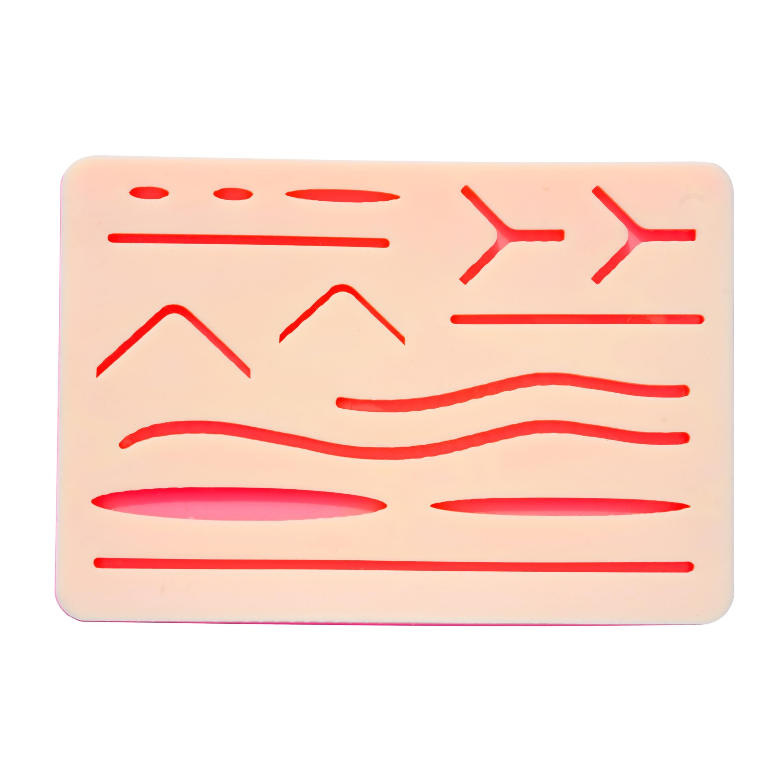 Uiita Suture Practice Pad 3 Layers with 14 Wounds for Training Students, Silicon Skin Suture Pad