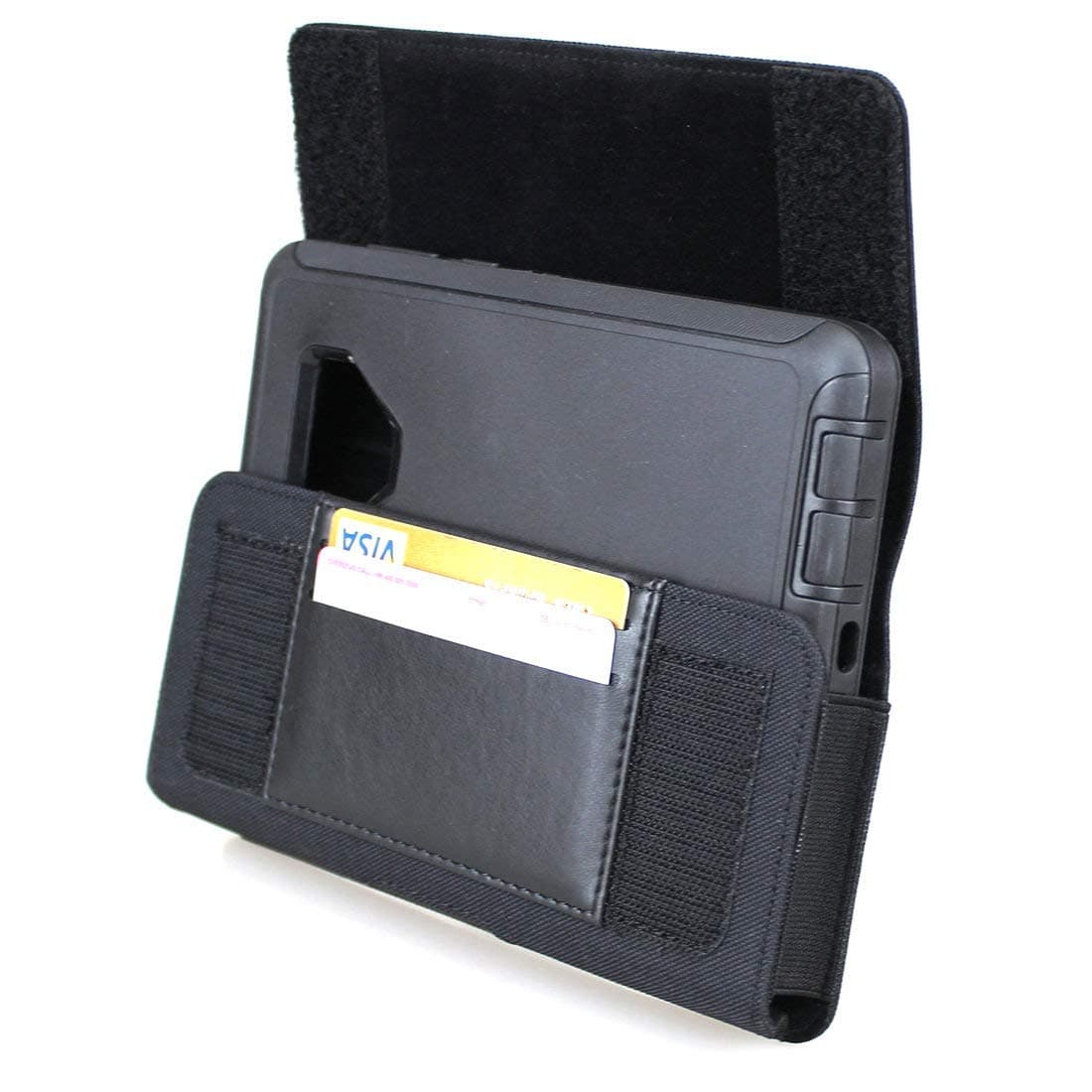 aubaddy Nylon Horizontal Phone Holster Pouch Case for Samsung Note 20 5G, Note 10+, Note 9, Galaxy S20+, S10+, S9+, S20 FE, A71, A51 (Fits Battery Case or Thick Case) Black