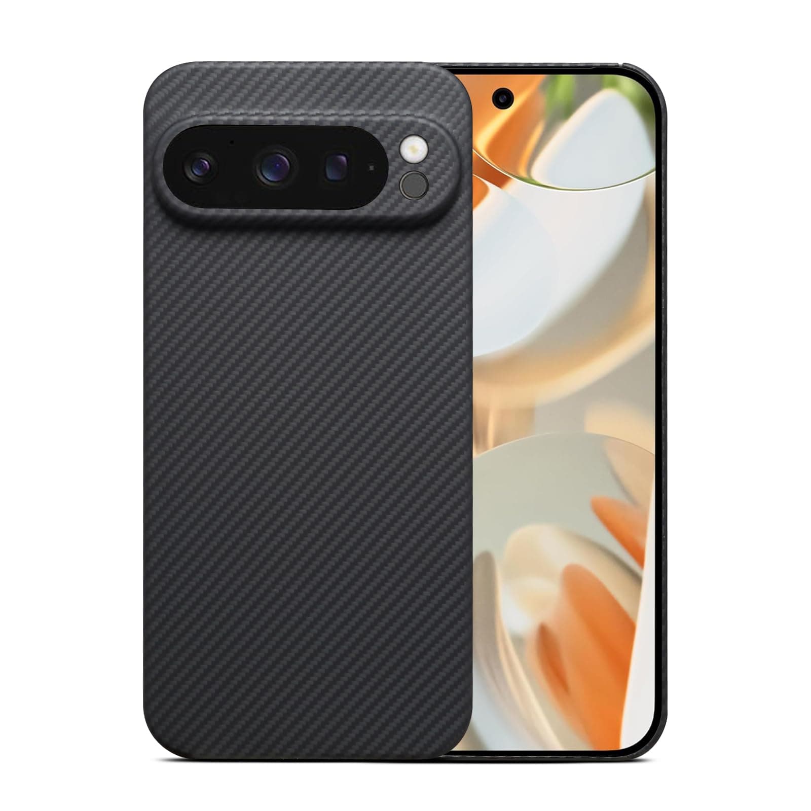 Thin Lightweight 600D Aramid Carbon Fiber Case for Google Pixel 9 Pro XL Black