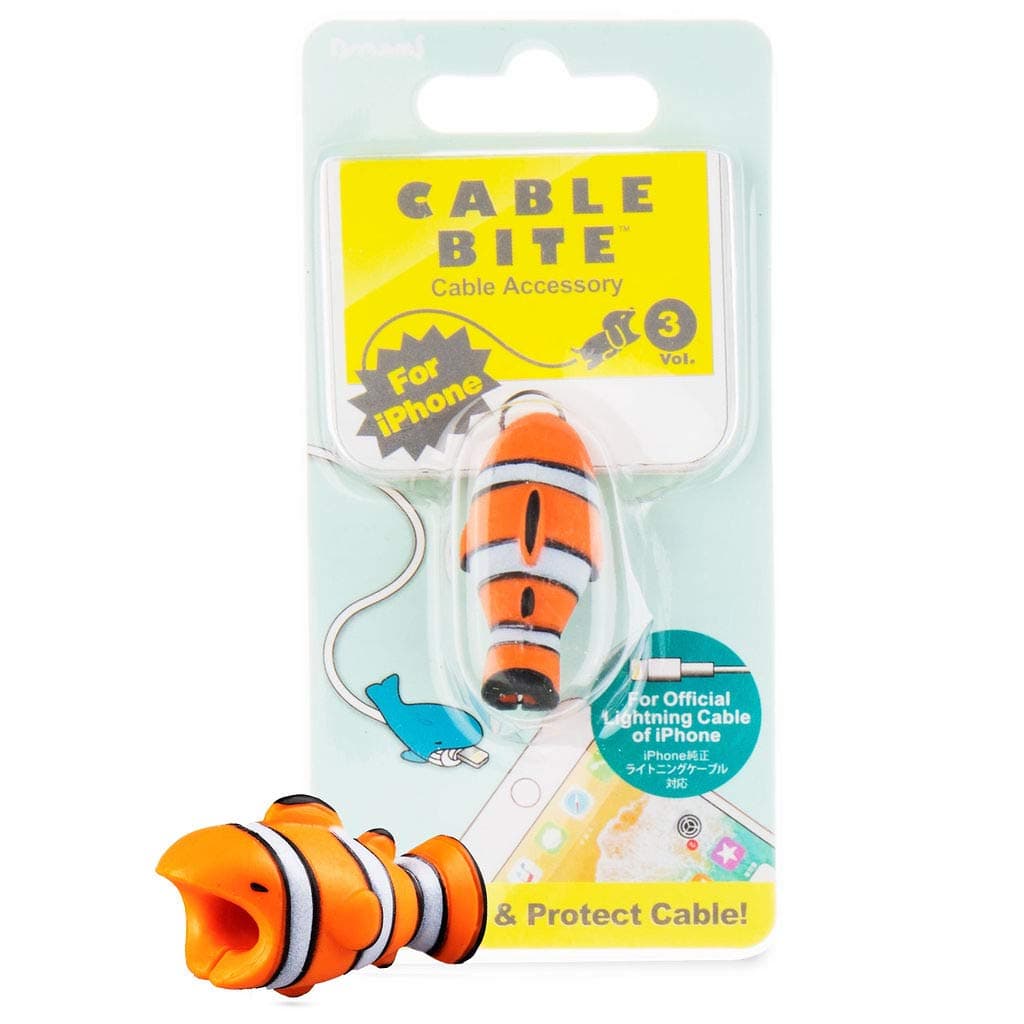 Animal Bite Cable Protector Buddies: Animal Bites for Charging Cords - Silicone Charger Protector Covers for Cell Phone Cords - Cable Buddy Compatible with iPhone Lightning Chargers - Nemo