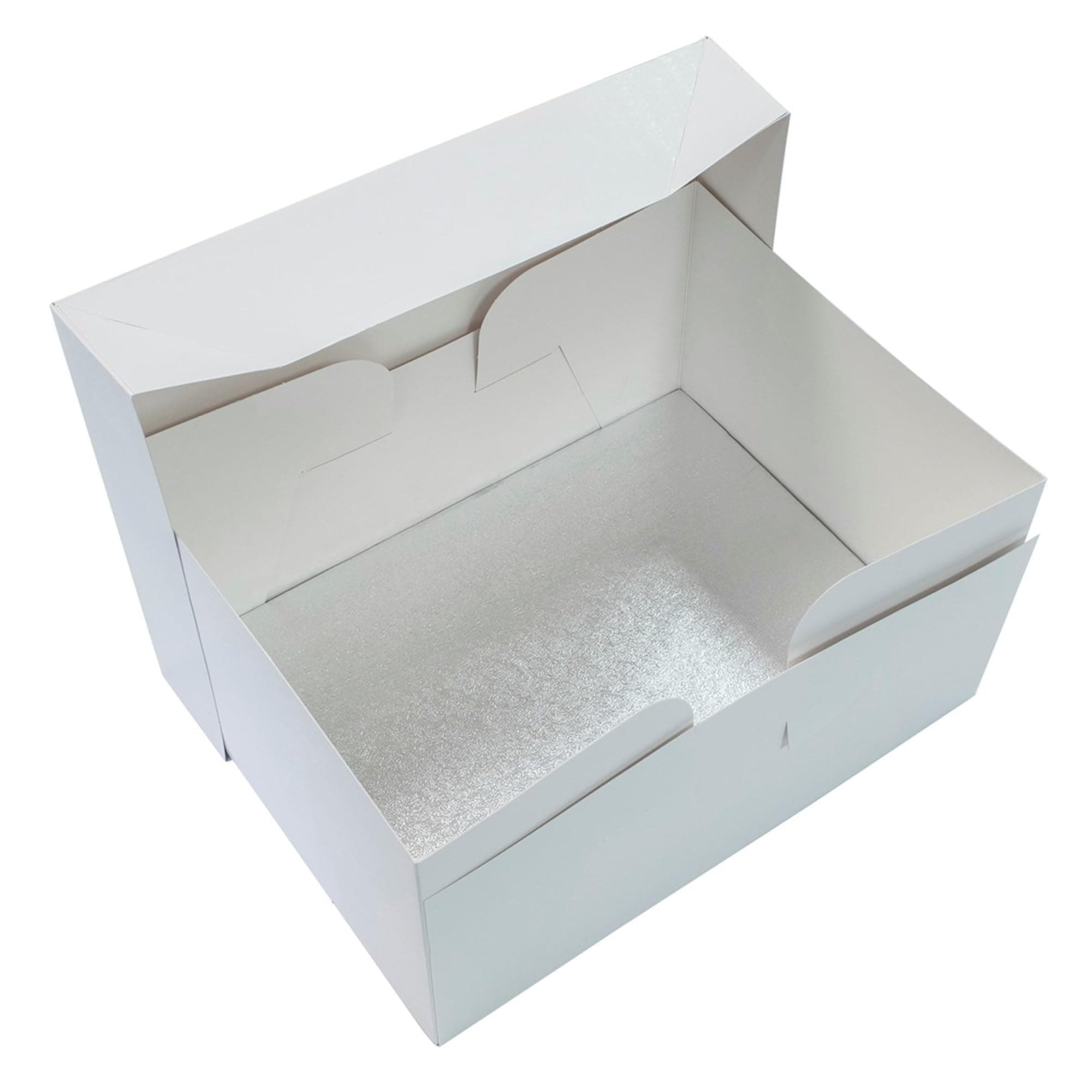 Culpitt 12'' X 9'' Cake Board & White Cake Box Combo, Oblong Silver Fern Cake Drum With Matching Box, 0.5'' (13mm) Thick, Rectangular Cake Transport, 304 X 228mm - Single Pack