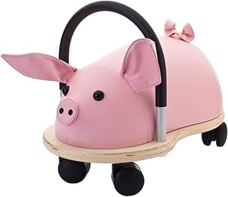 Wheelybug Toddler Wooden Ride-On, Multi-Directional Castor Wheels, Safety Certified Developmental Toy for Outdoor/Indoor Fun, Large (2.5-5 Years), Pig