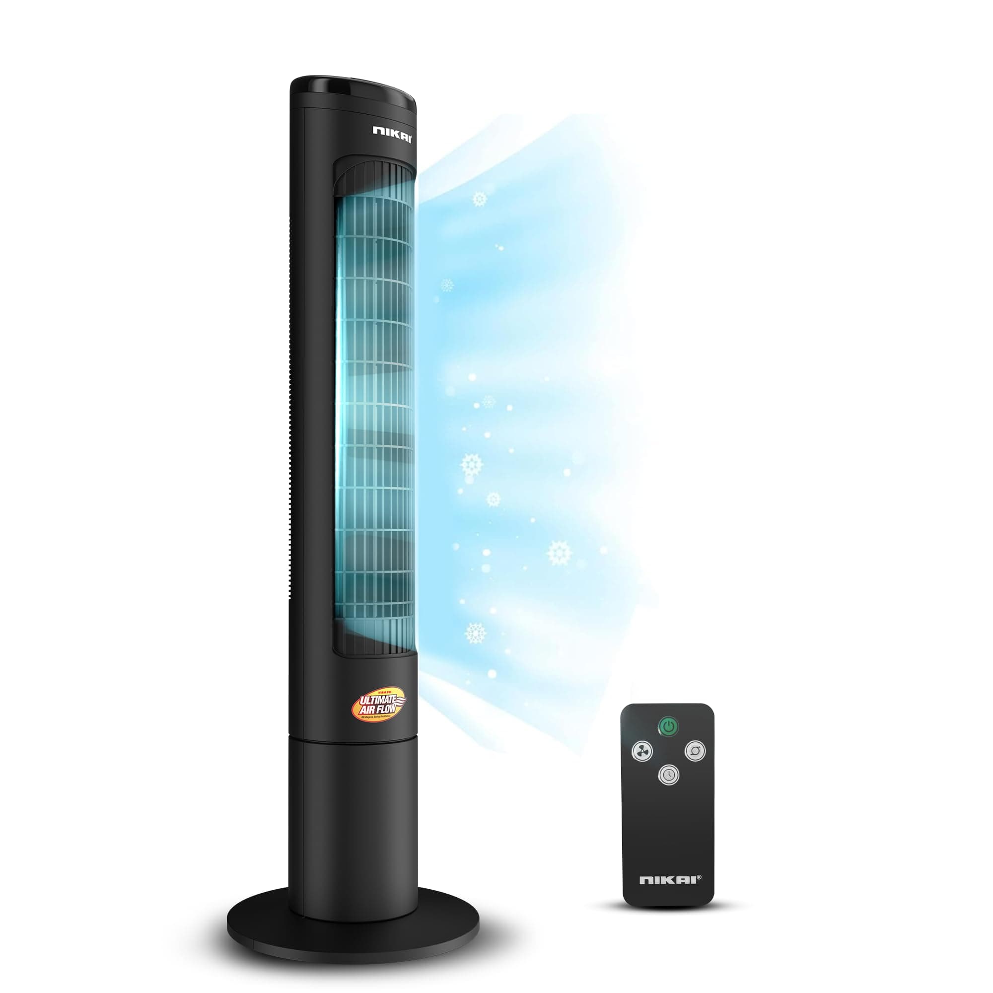 Nikai Tower Fan with Remote, 40" Height, LED Touch Panel, 80° Oscillation, 12-Hour Timer, Quiet Operation, Powerful Airflow, Energy Efficient, Ideal for Home & Office Use, 2 Years Warranty