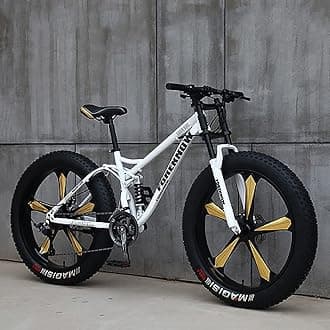 26Inch Mountain Bikes, Adult Fat Tire Mountain Trail Bike, 27 Speed Bicycle, High-carbon Steel Frame Full Suspension Dual Disc Brake, 4.0 Inch Thick Wheel Mountain Snow Beach Bikes