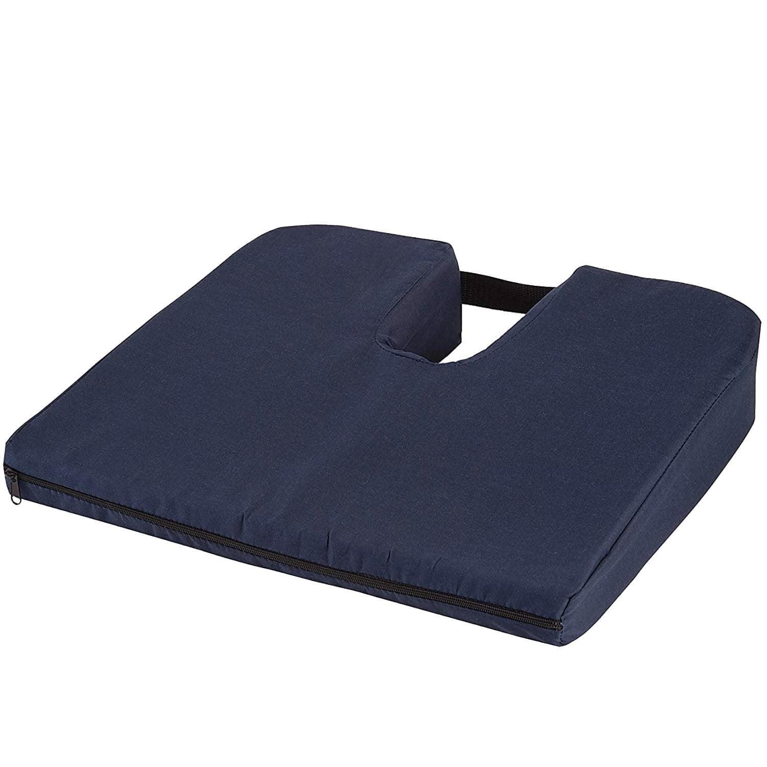 DMI Gradual Slope Seat Cushion for Coccyx, Sciatica and Tailbone Pain Used With Dining Room Chairs, Desk Chairs, Thin Car or Wheelchair Cushions, Machine Washable-Cover, 15 Inch, Navy
