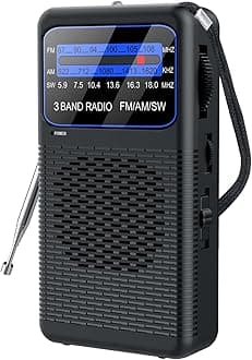 3 Band Pocket Radio, Portable AM FM SW Battery Operated Radio with Shortwave, Back Clip Transistor radios with Emergency LED Flashlight, 3.5mm Earphone Jack, Large Speaker for Indoor Outdoor