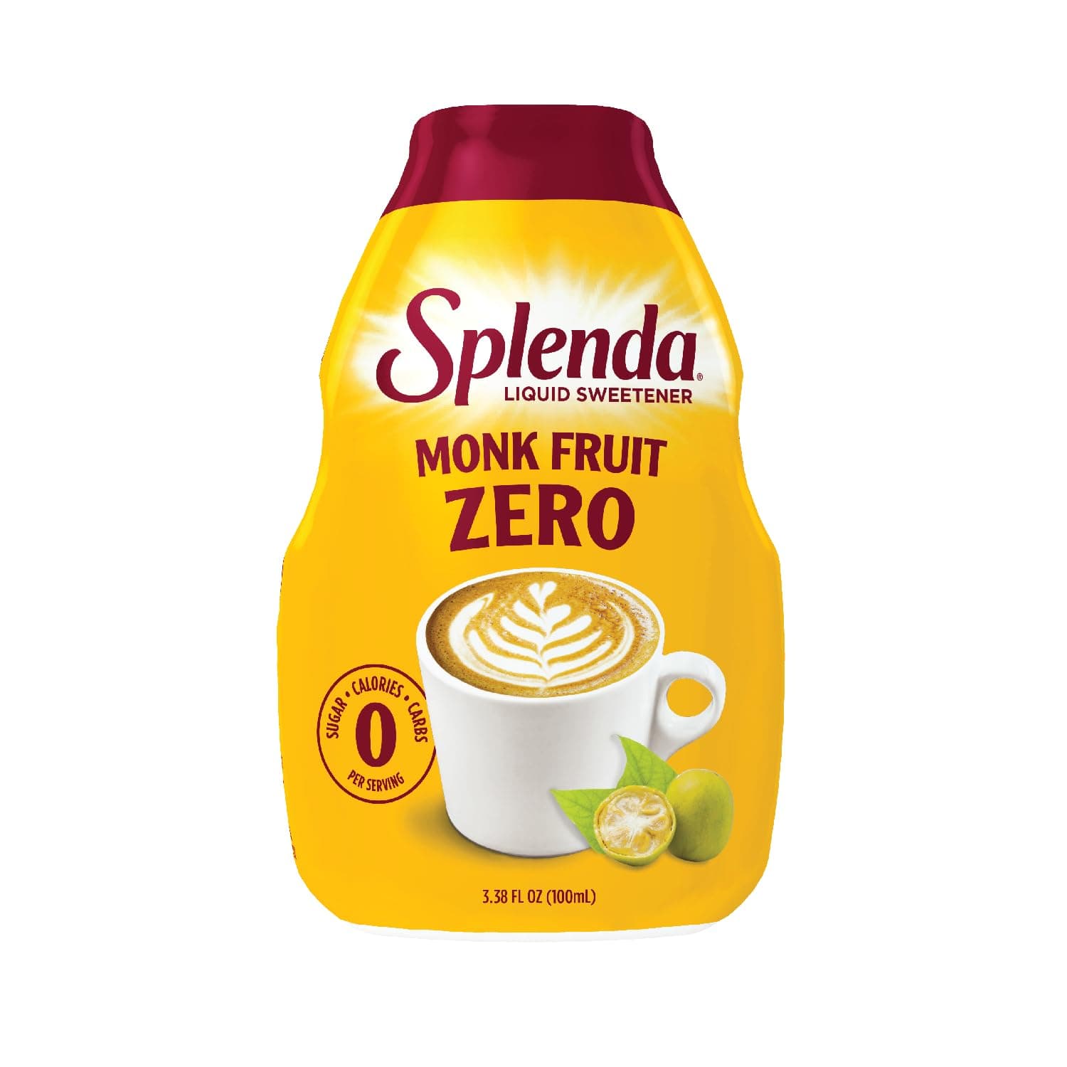 SPLENDA MONK FRUIT LIQUID, Zero Calorie Sweetener Drops, 3.38 Fl Oz (100ml)