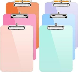 Sooez Plastic Clipboard with Pen Holder, [10% Thicker] Clip Boards 8.5x11 with Low Profile Clip, Cute Hanging Clipboard, Standard Letter Size A4 for Women Teacher, Office & School Supplies