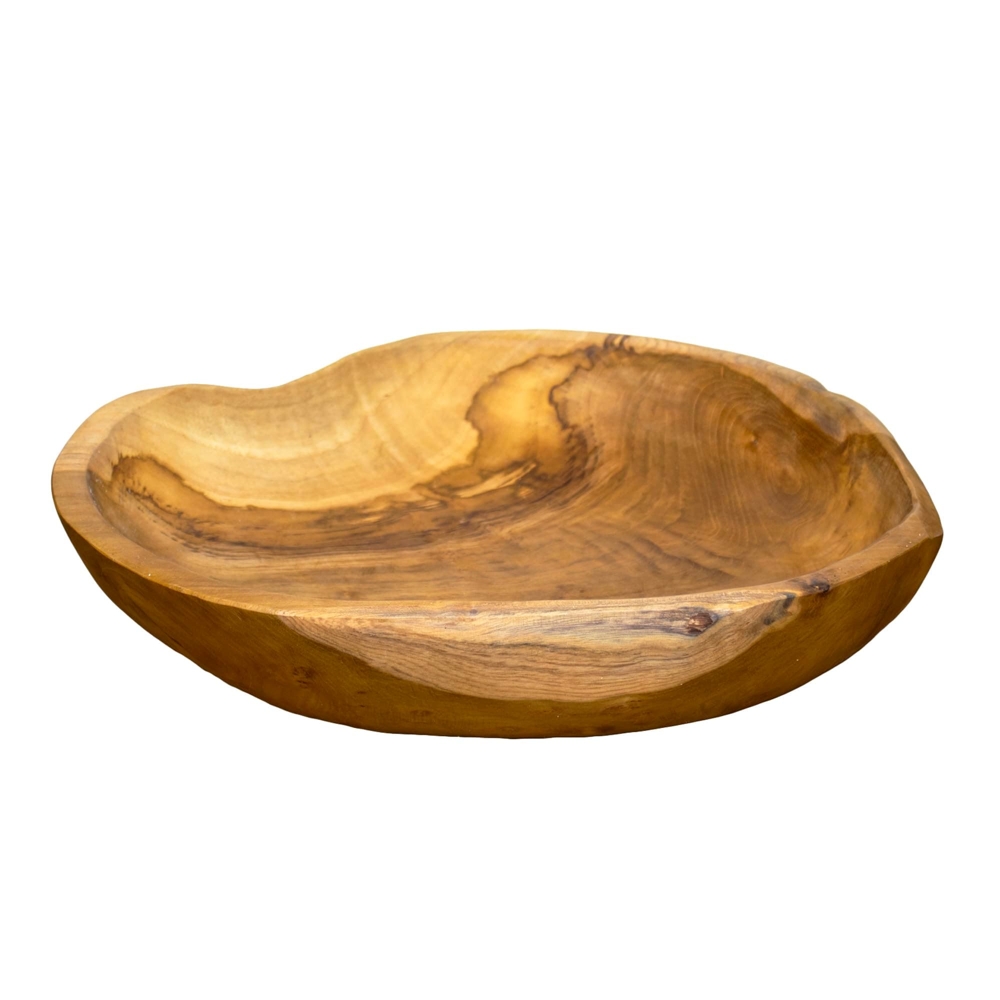 Darthome Ltd Teak Root Round Bowl 40cm Rustic Kitchen Food Hand Carved Wood Fruit Snack Table