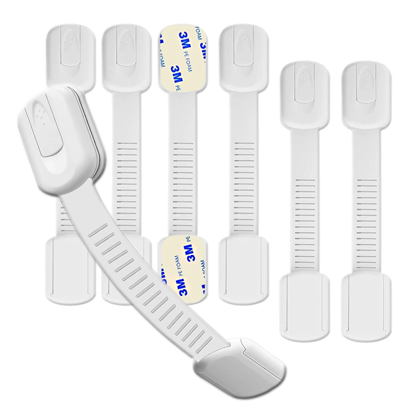 Hion Child Safety Locks,6 Pack Adjustable Cupboard Locks for Children Baby,Baby Proof Safety Locks for Cupboard Cabinet Fridge Drawer Refrigerator Kitchen Toilet - Easy Install,No Tools Needed