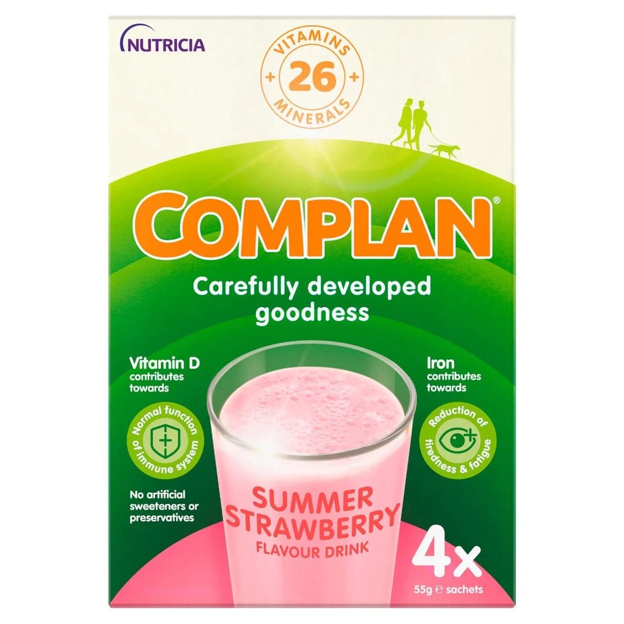 Complan Summer Strawberry Flavour Drink, 4 x 55g