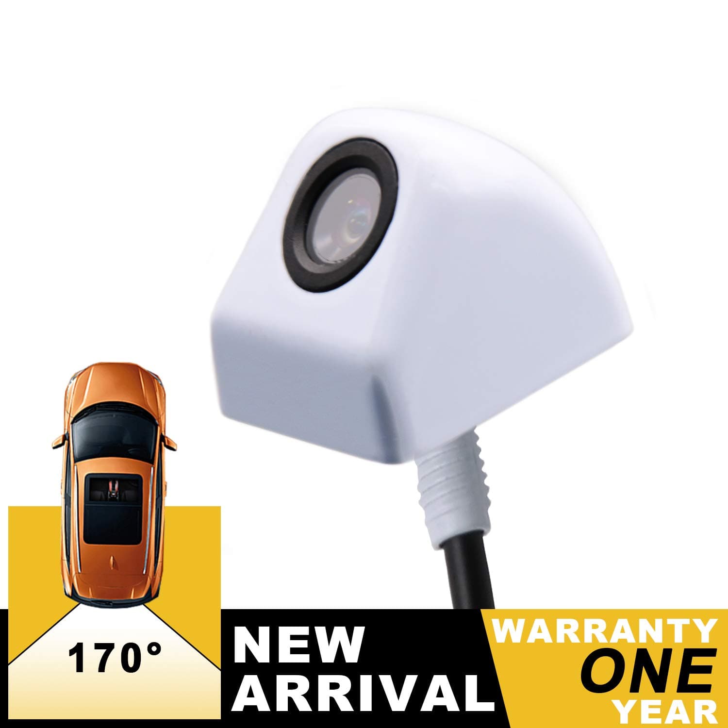 Chylay Car Reverse Reversing Backup Camera Kit HD Night Vision Rear View Camera Waterproof Reverse Auto Back Up Car Camera 170 Degree Backup Parking View Camera White