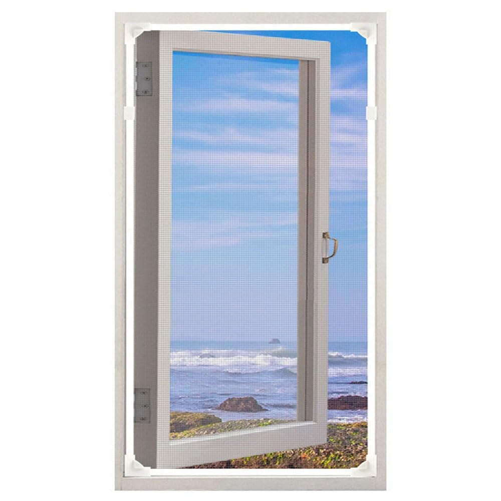 JZS Magnetic Window Screen,Window Fly Screen, DIY Self-Adhesive Mosquito Net for Windows, Adjustable Window Screen Mesh for Insects Bug Fly, Window Net Screen, White,80 x 140cm