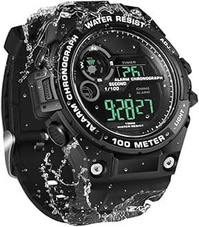 TEKMAGIC 100m Underwater Scuba Diving Watch for Mens Boys with Stopwatch, Chronograph, Alarm Functions, Dual Time Zone, 12/24 Hours Format, Diving Watch,Chronograph