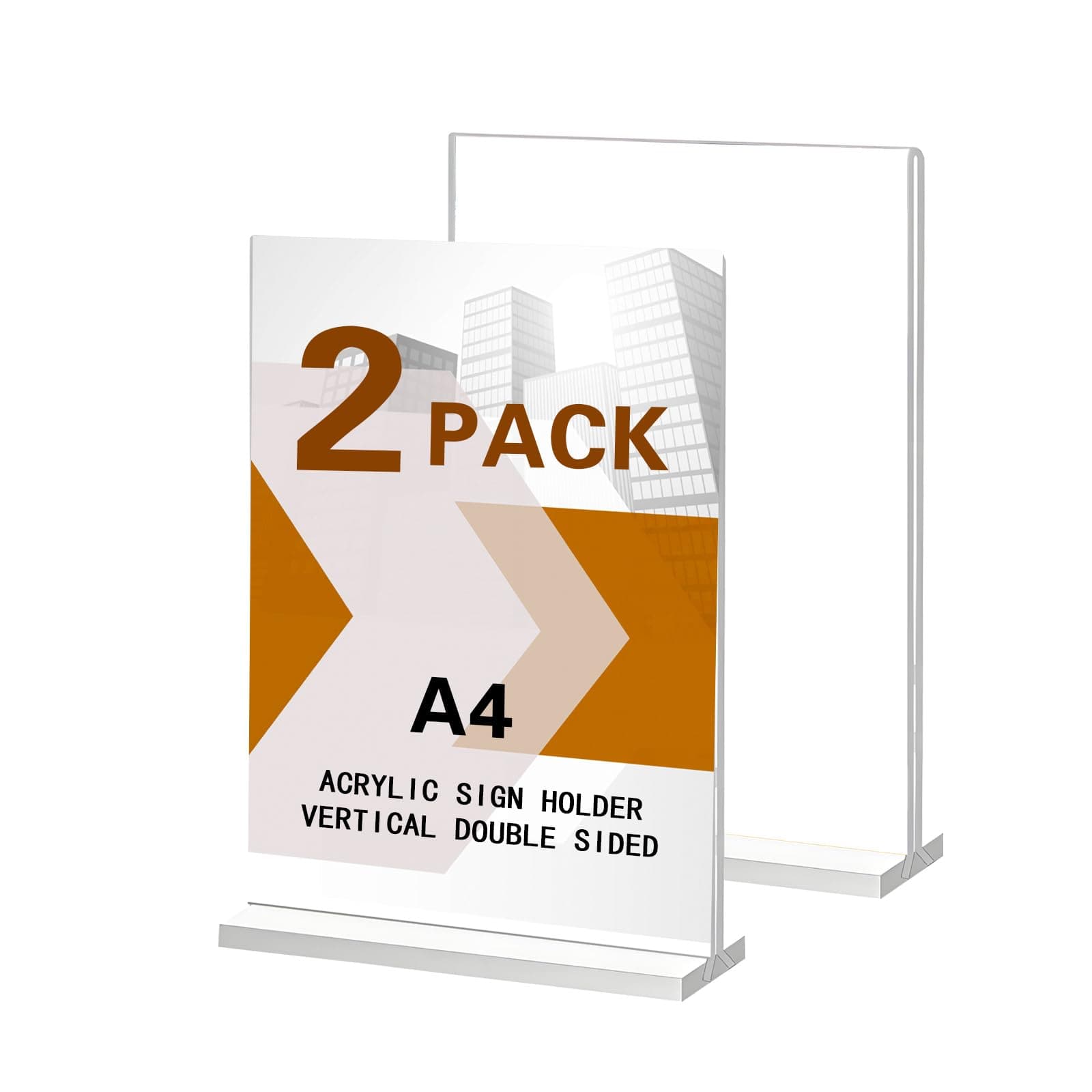 2Pack A4 8.3 x 11.7inch Vertical Clear Acrylic Sign Holder, Double-sided transparent flyer display, adapted to restaurants, office desktop, Picture paper cards, home office supplies,trade show, etc