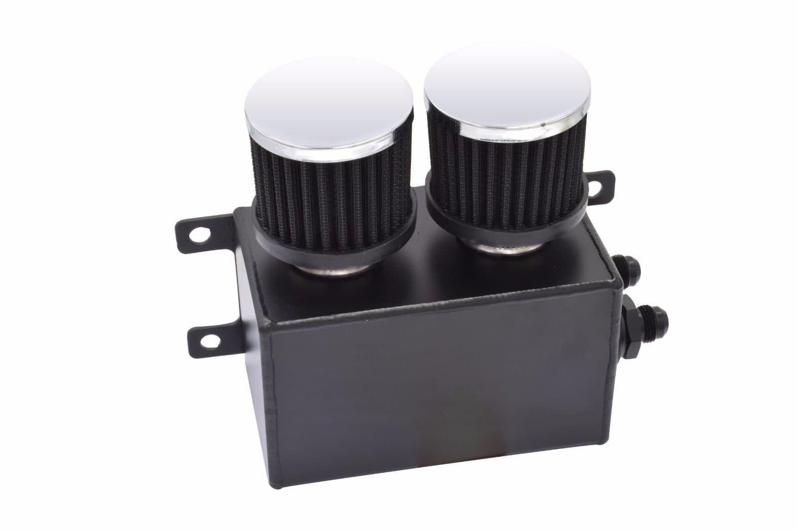 1200ml 1.2L Twin Baffle Dual Filter Engine Oil Catch Can Tank Reservoir AN8 (Black)