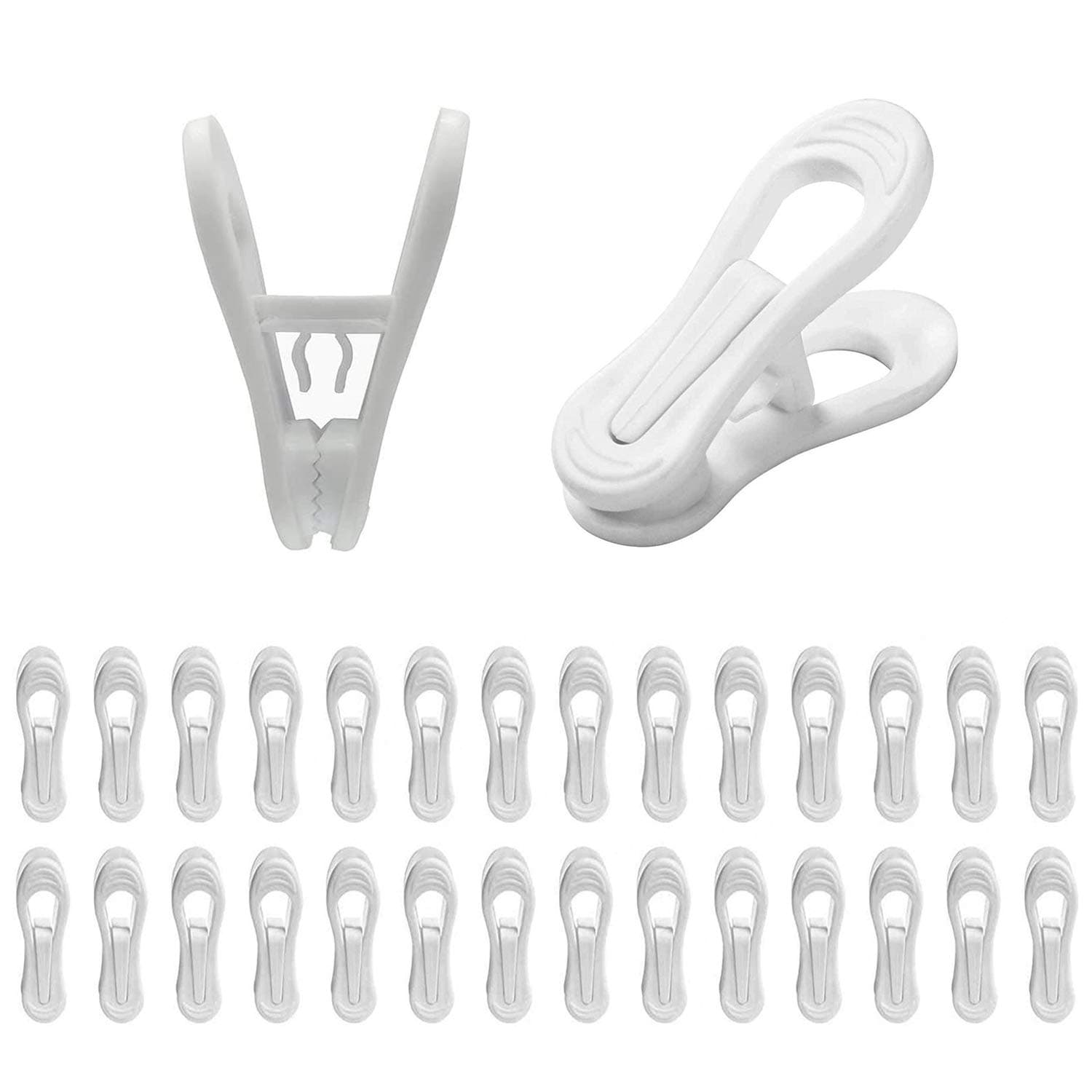 Hanger Clips for Hangers,30 Pcs Multi-Purpose Hanger Clips for Hangers White Finger Clips for Kids Hangers with Clips Plastic Clothes Hangers, Pants Hangers Clips