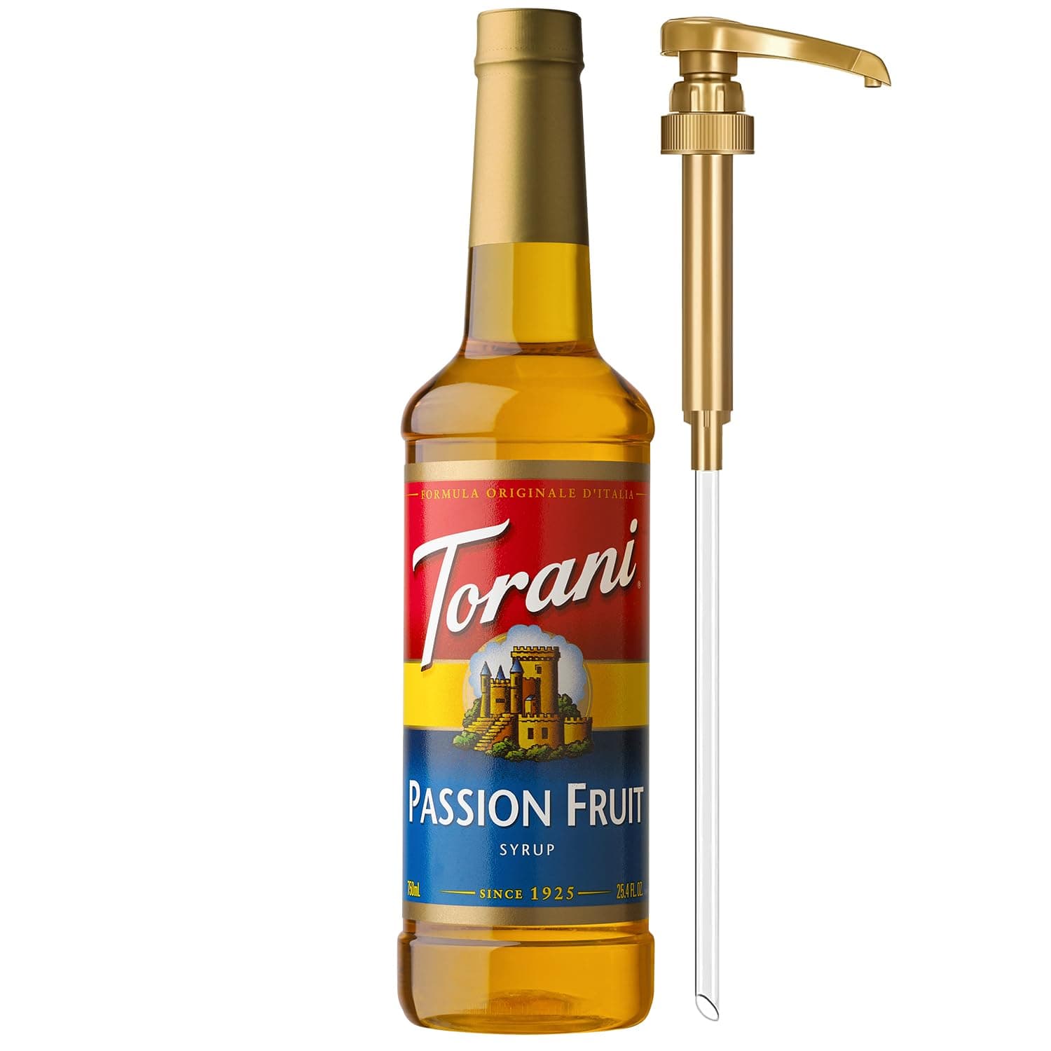 Passion Fruit Syrup for Drinks, Flavoring for Iced Tea, Lemonade, Sodas, and Cocktails, Pump Included, 25.4 Oz