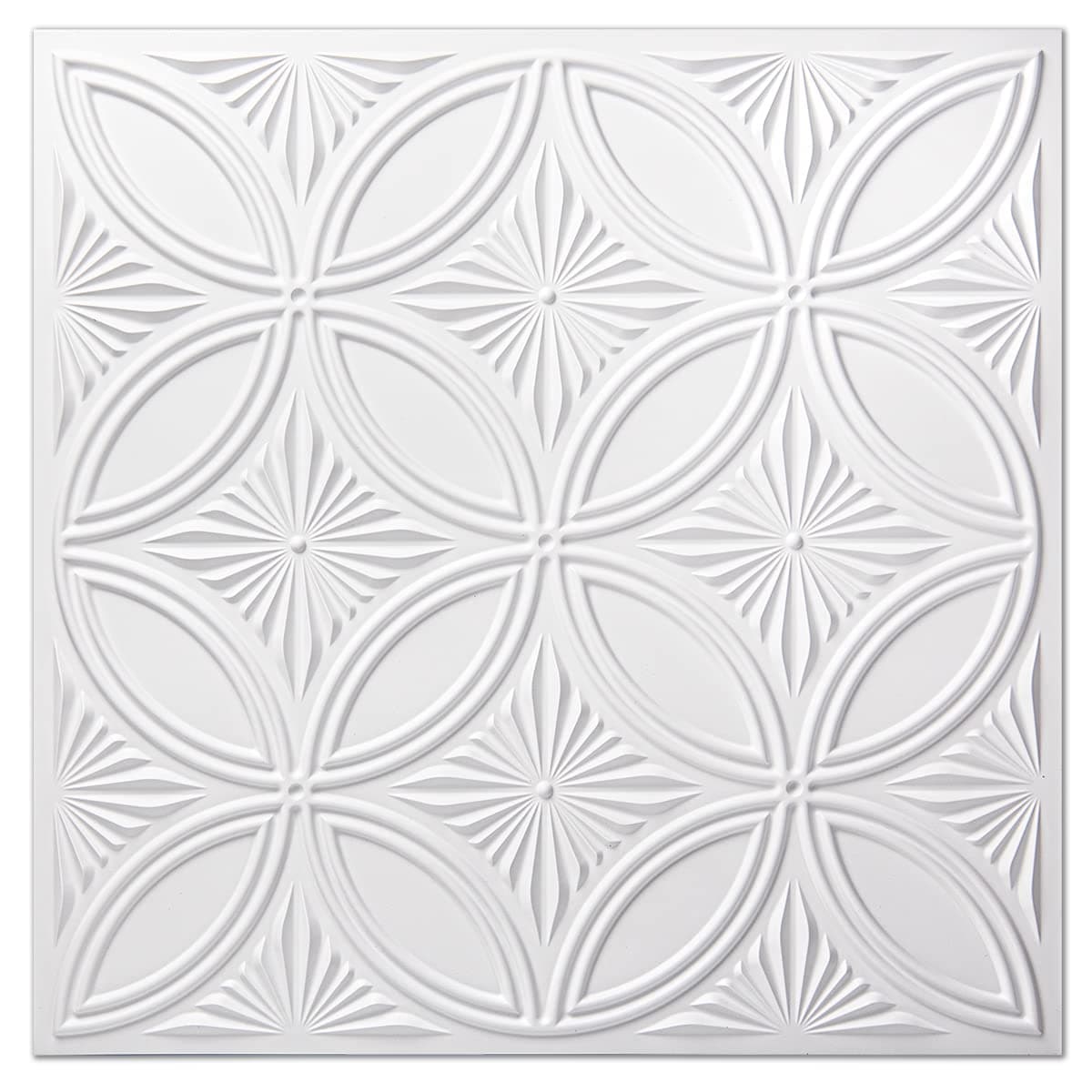 Art3d Decorative PVC Drop Ceiling Tile 2ft x 2ft in White,Glue up Ceiling Panel 24 x 24in.12pcs
