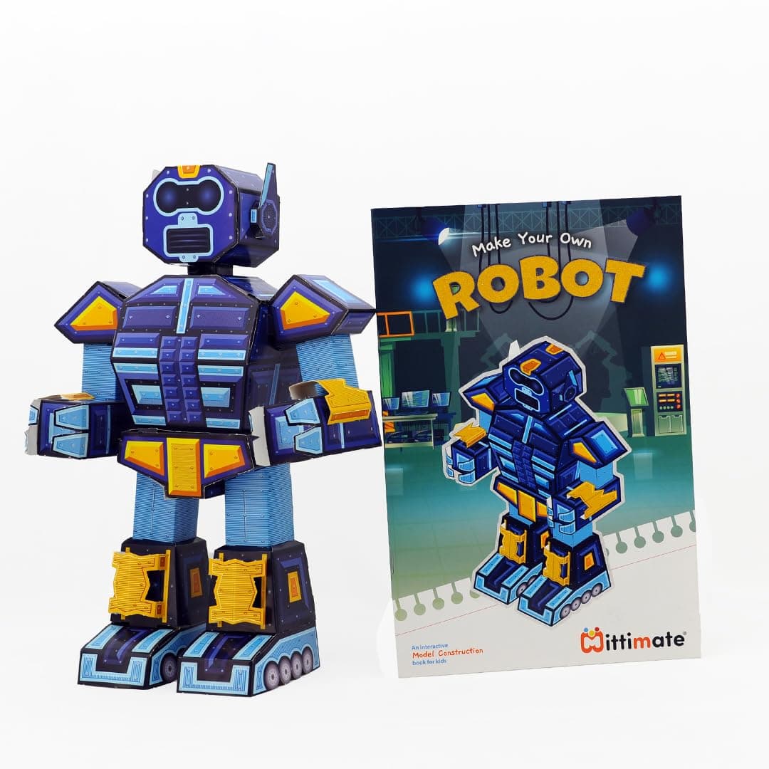 Mittimate Robot Model Construction Blocks Book for Kids Age 8 to 12 Year Old I Make Your Own 3D Paper Model I Fun & DIY Craft Book for Children, Set Of 1